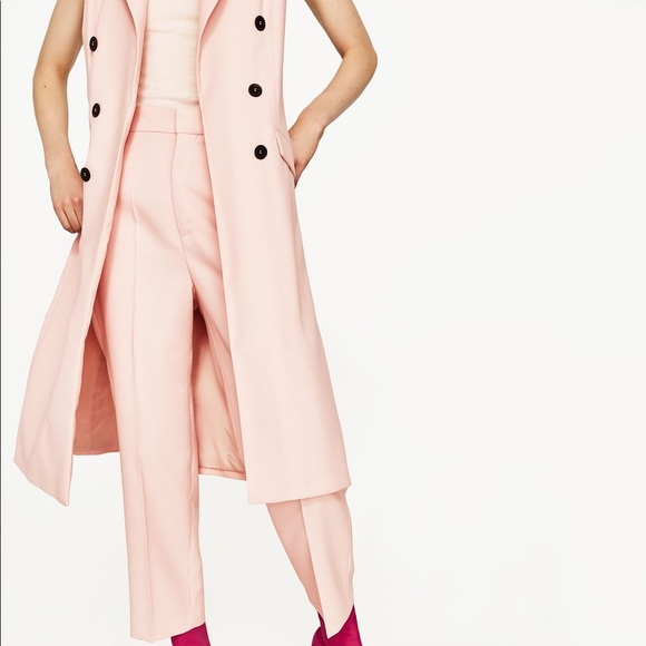 NWT Zara Pastel Blush Pink Long Vest Blazer - Picture 4 of 8